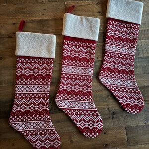 Crate&Barrel Red and White Holiday Stockings